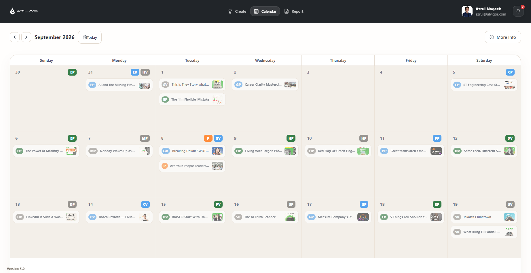 Atlas — team graphics collaboration web app calendar view
