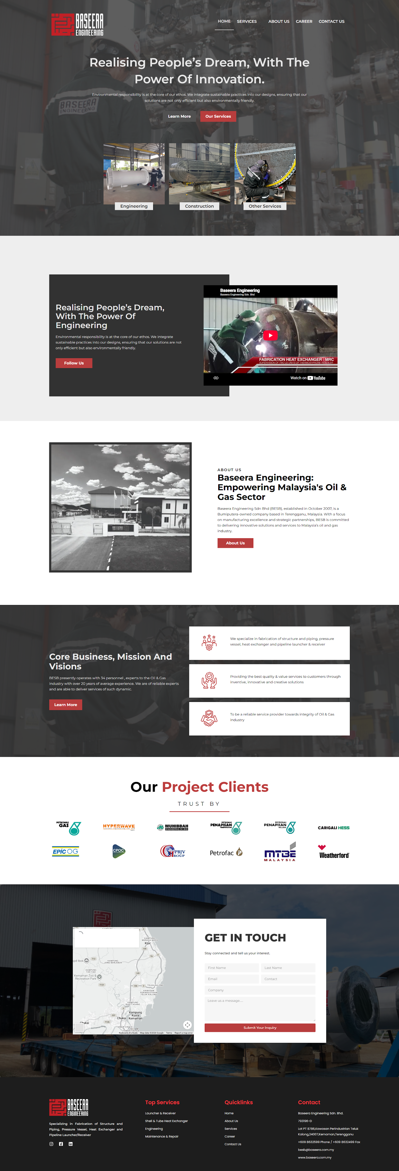 Baseera Engineering full-page website design
