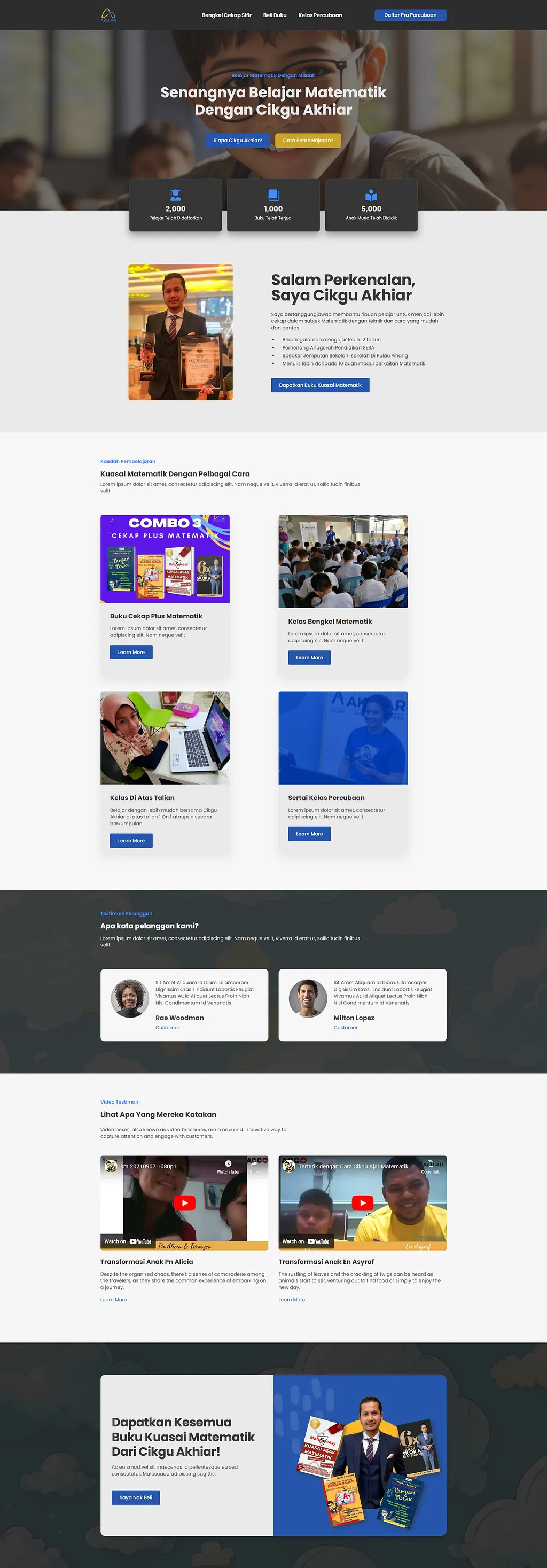 Cikgu Akhiar full-page website design