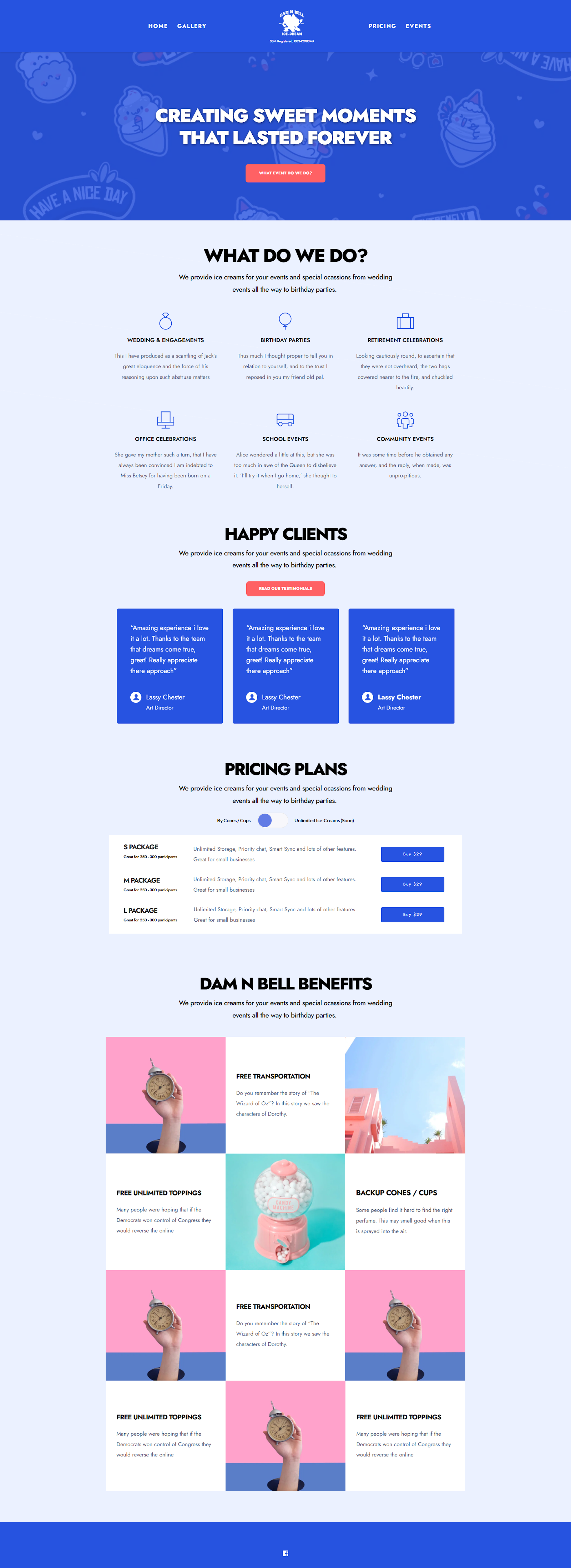 DamNbell full-page website design