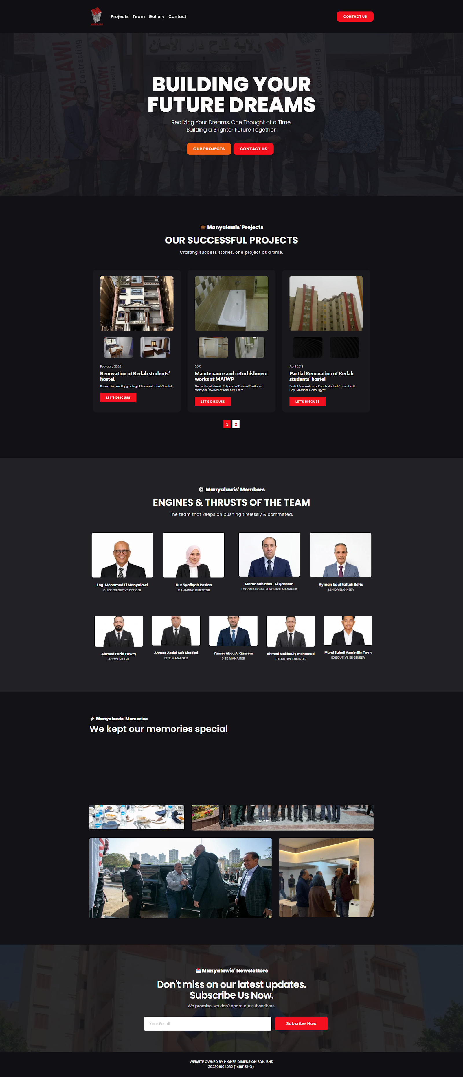 Manyalawi full-page landing page design
